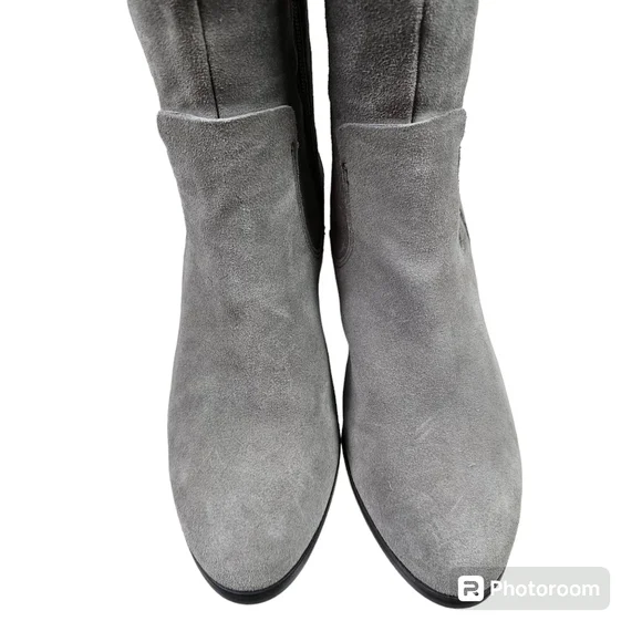 H By Halston Naomi Gray Suede Leather Knee High Heeled Boots in 8.5M - Picture 3 of 5
